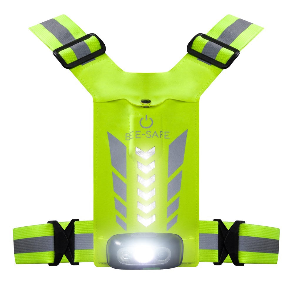 Bee-Safe - Løbevest - LED & Mobillomme - Gul