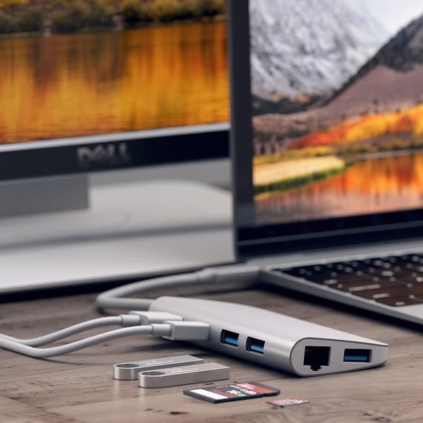 Satechi USB-C Multimedia Adapter 4K HDMI/Mini DisplayPort Gigabit Ethernet - Silver