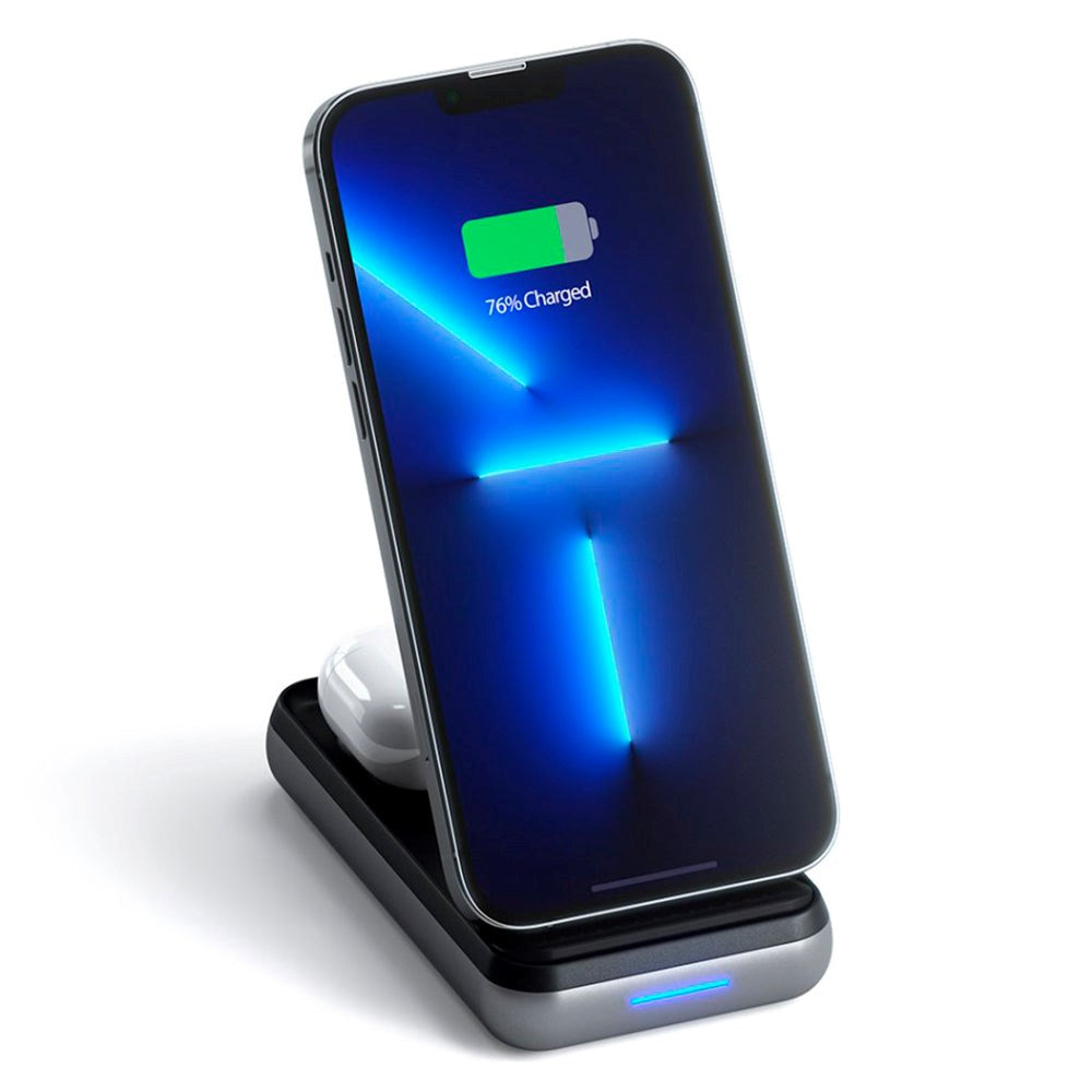 Satechi 2-in-1 10000 mAh PowerBank & Wireless Charging Stand til Smartphone & TWS Headset m. 18W USB-C - Sort / Grå