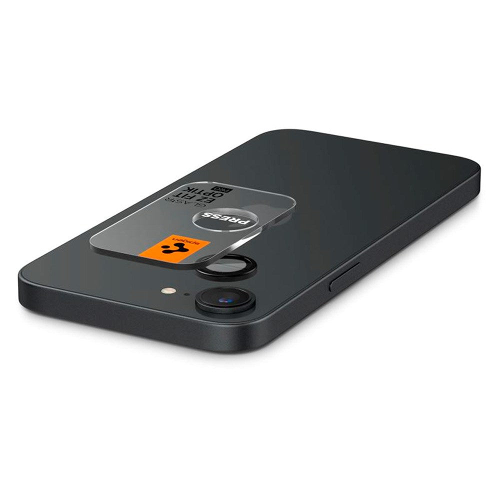 iPhone 16e Spigen EZ Fit. tR Optik Pro Kameralinse Beskyttelse - 2 Stk. - Gennemsigtig / Sort