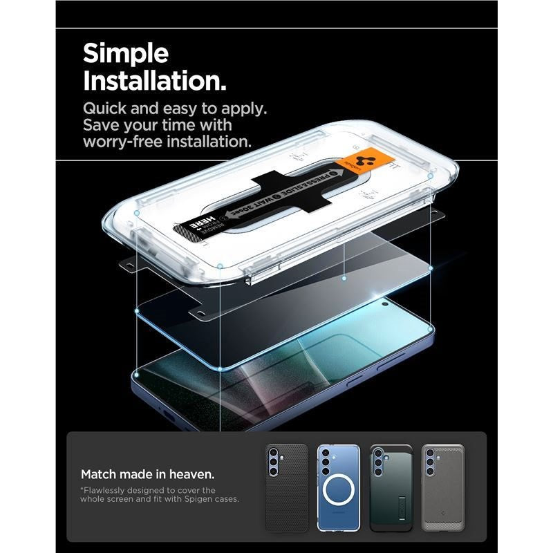 Samsung Galaxy S25 / S24 Spigen Glass tR EZ Fit HD Skærmglas - Privacy - 2 stk - Gennemsigtig