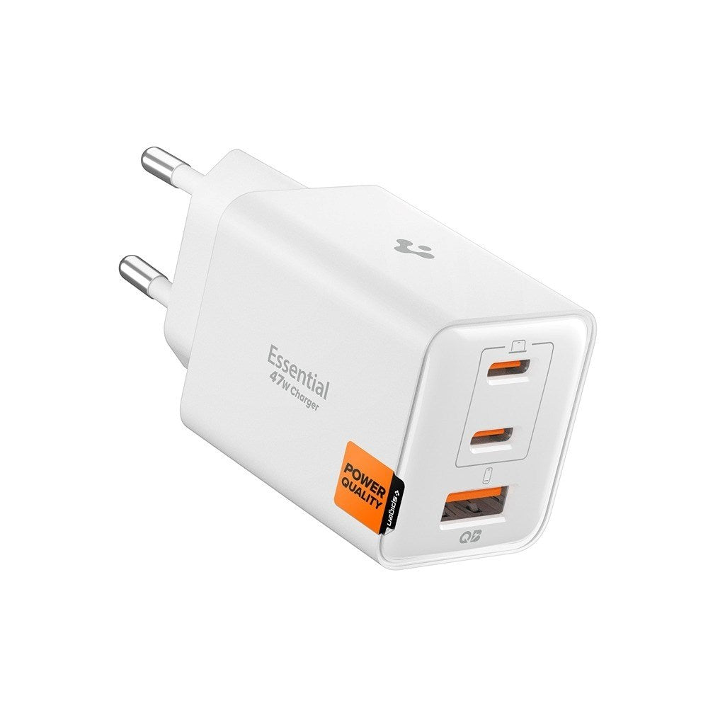 Spigen 47W Vægoplader - 2 x USB-C & 1 x USB-A - Hvid