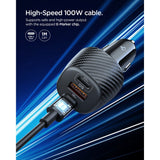 Spigen 113W Biloplader - 2 x USB-C & 1 x USB-A - Sort