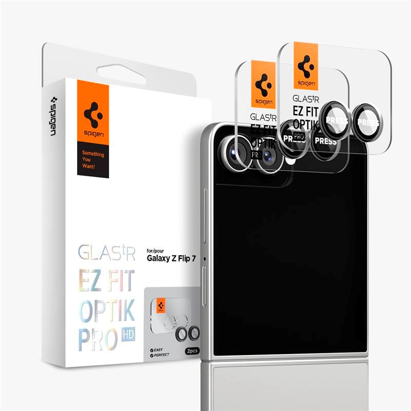 Samsung Galaxy Z Flip7 - Spigen Glass tR EZ Fit Optik Pro HD - 2 stk - Sort