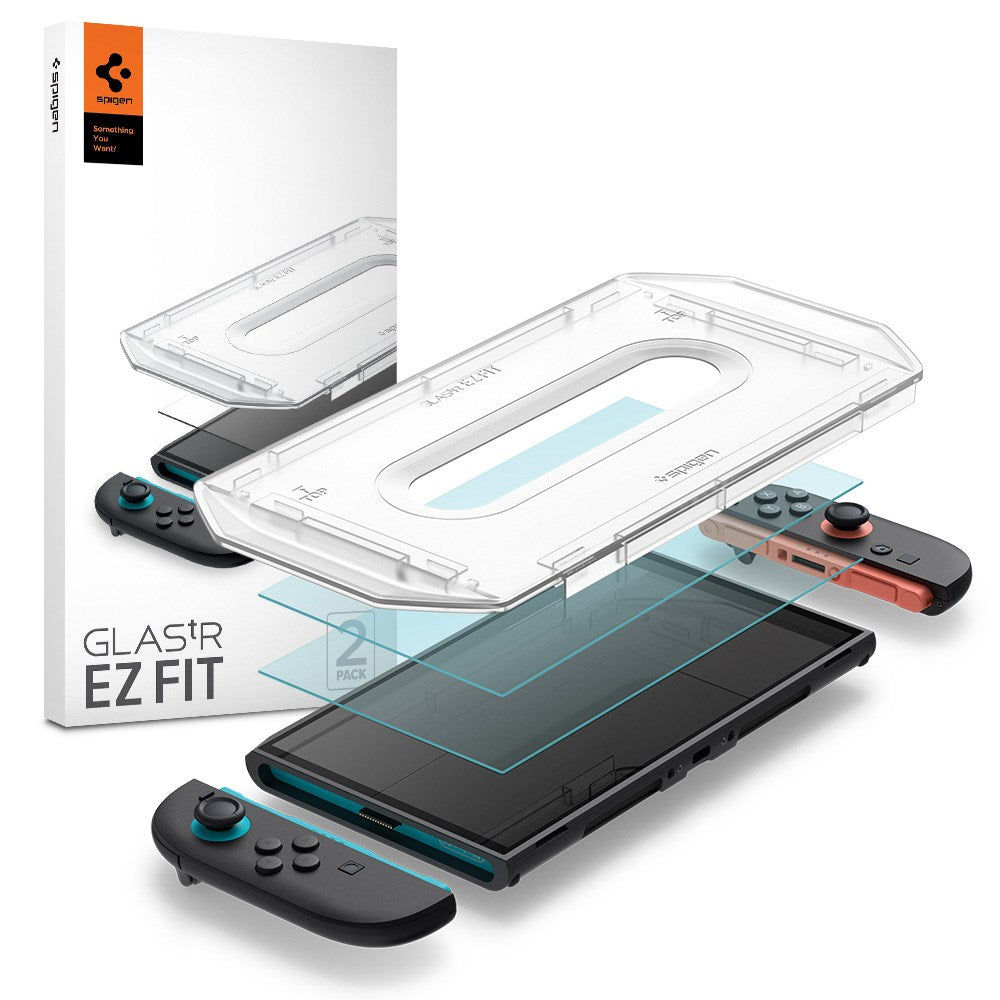 Spigen Nintendo Switch 2 Glass tR EZ Fit Skærmglas - Installationsramme - 2 stk - Gennemsigtig