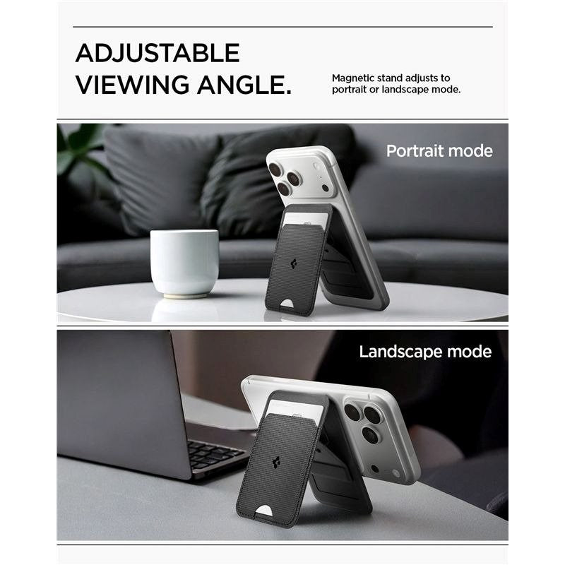 Spigen Foldbar Kortholder - 1 Kortplads - MagSafe Kompatibel - Sort