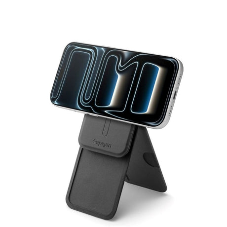 Spigen Slim Fold Kortholder - 3 Kort - Ståfunktion - MagSafe Kompatibel - Sort