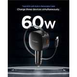 Spigen Essential 60W Biloplader - USB-C Kabel - 1 x USB-C - 1 x USB-A - Sort