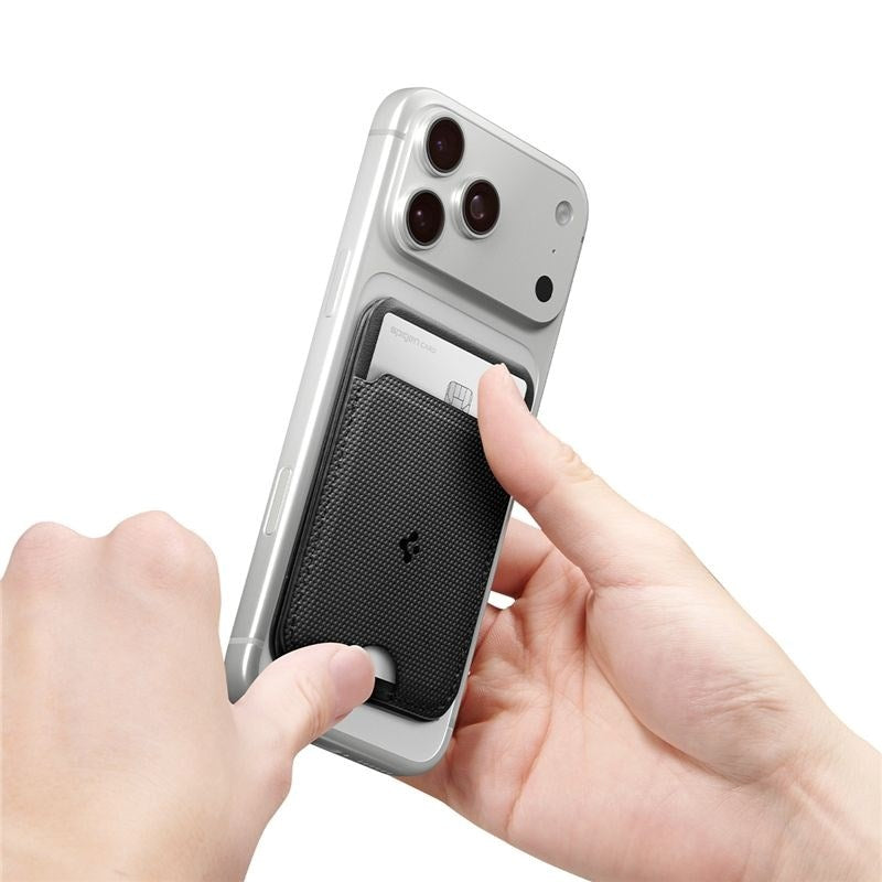 Spigen Slim Fold Kortholder - 1 Kort - Ståfunktion - MagSafe Kompatibel - Sort