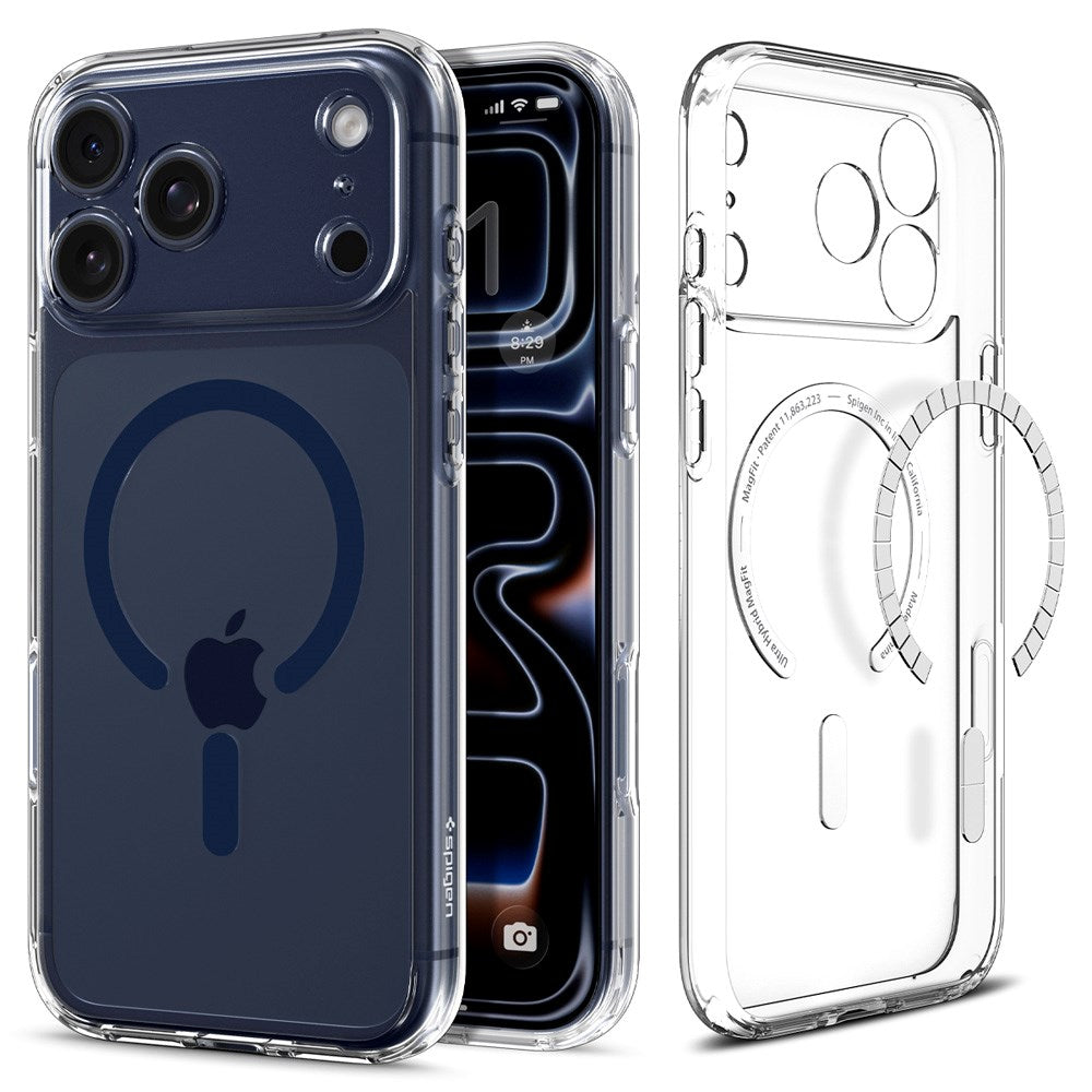Spigen iPhone 17 Pro Max Ultra Hybrid Bagside Cover - MagSafe Kompatibel - Gennemsigtig / Blå