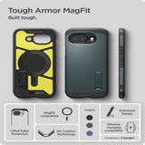 Google Pixel 10a Spigen Tough Armor Hybrid Bagside Cover - MagSafe Kompatibel - Grøn
