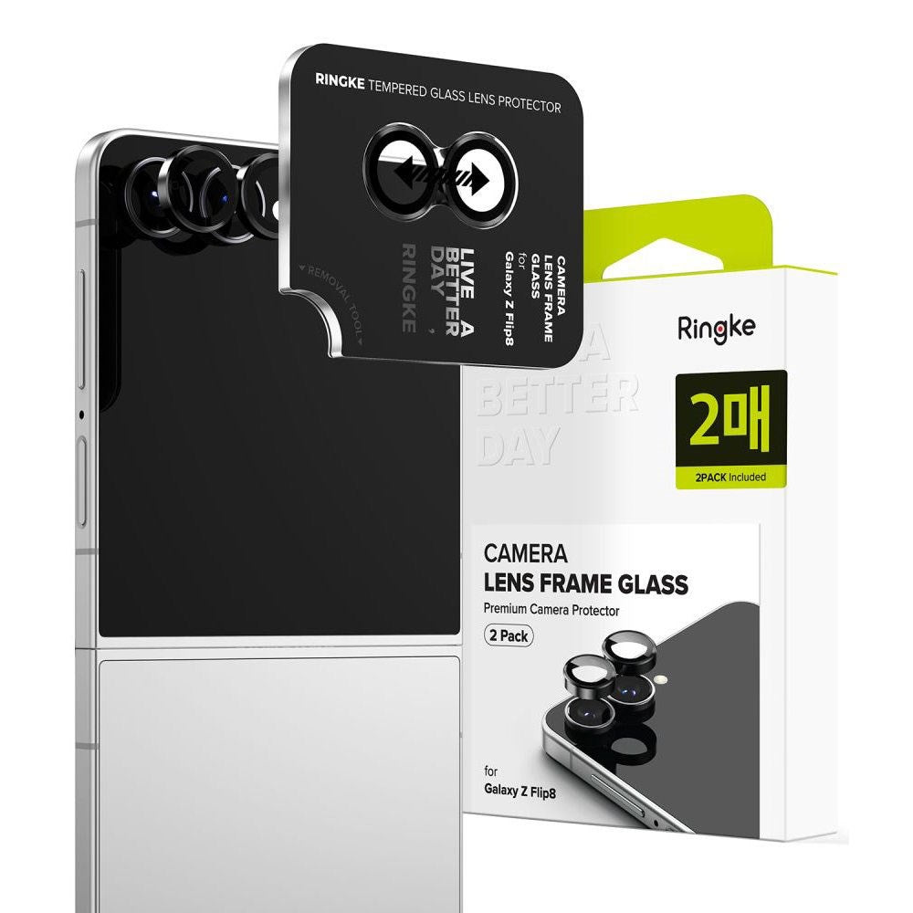 Samsung Galaxy Z Flip8 Ringke Kamerabeskyttelse m. Monteringsramme - 2 stk - Sort
