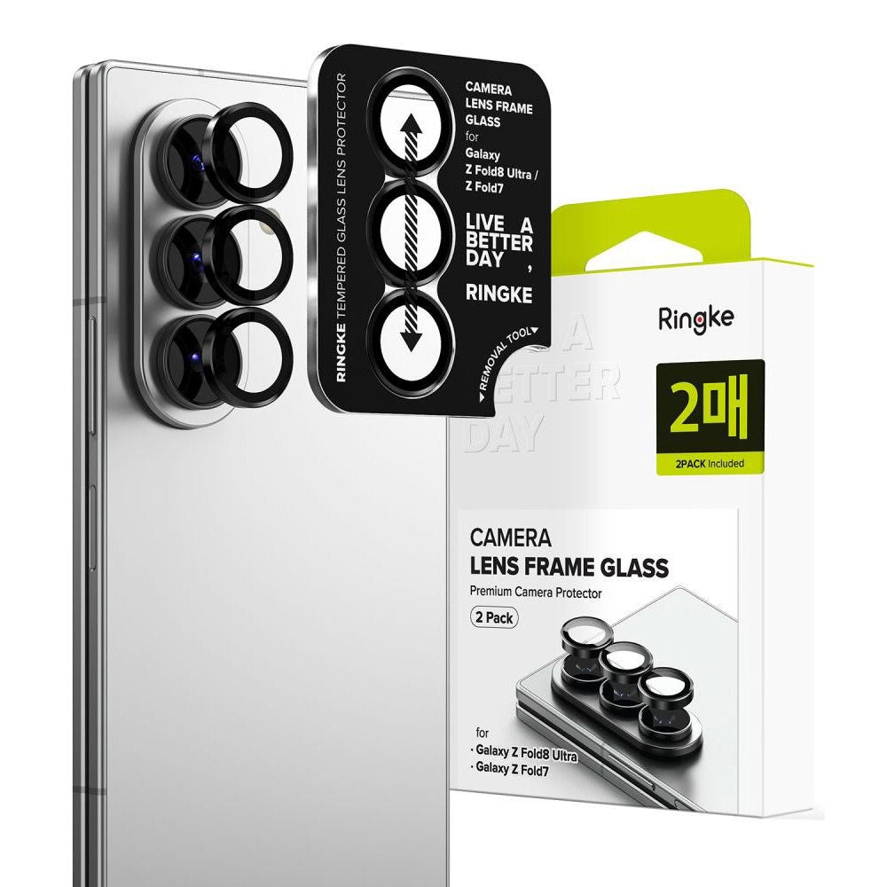 Samsung Galaxy Z Fold8 Ultra / Z Fold7 Ringke Kamerabeskyttelse m. Monteringsramme - 2 stk - Sort