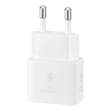 Original Samsung Super Fast Charge GaN 25W Power Adapter m. USB-C til USB-C Kabel - Hvid