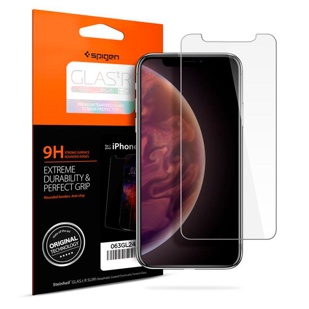 iPhone 11 Pro / X / Xs Spigen Glas.tr Slim HD Skærmbeskyttelse- Case Friendly - Gennemsigtig