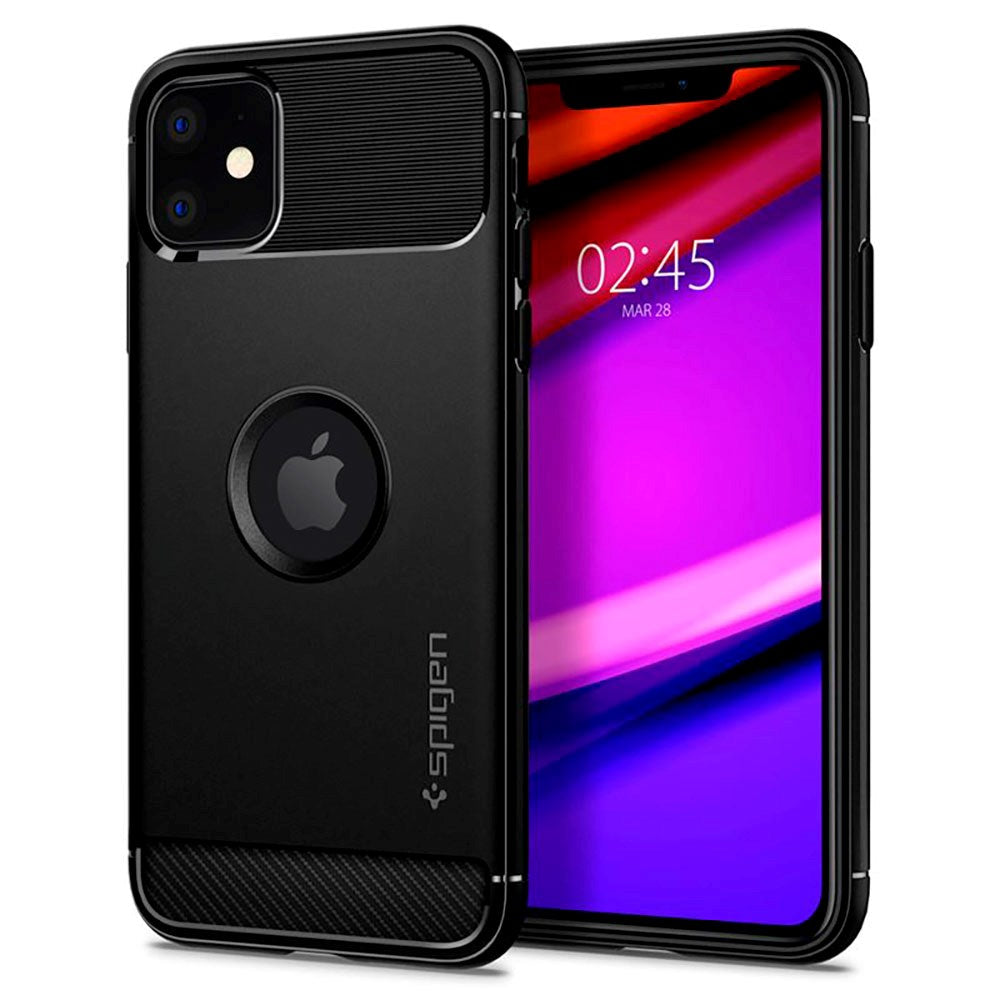 iPhone 11 Spigen Rugged Armor Bagside Cover - Sort