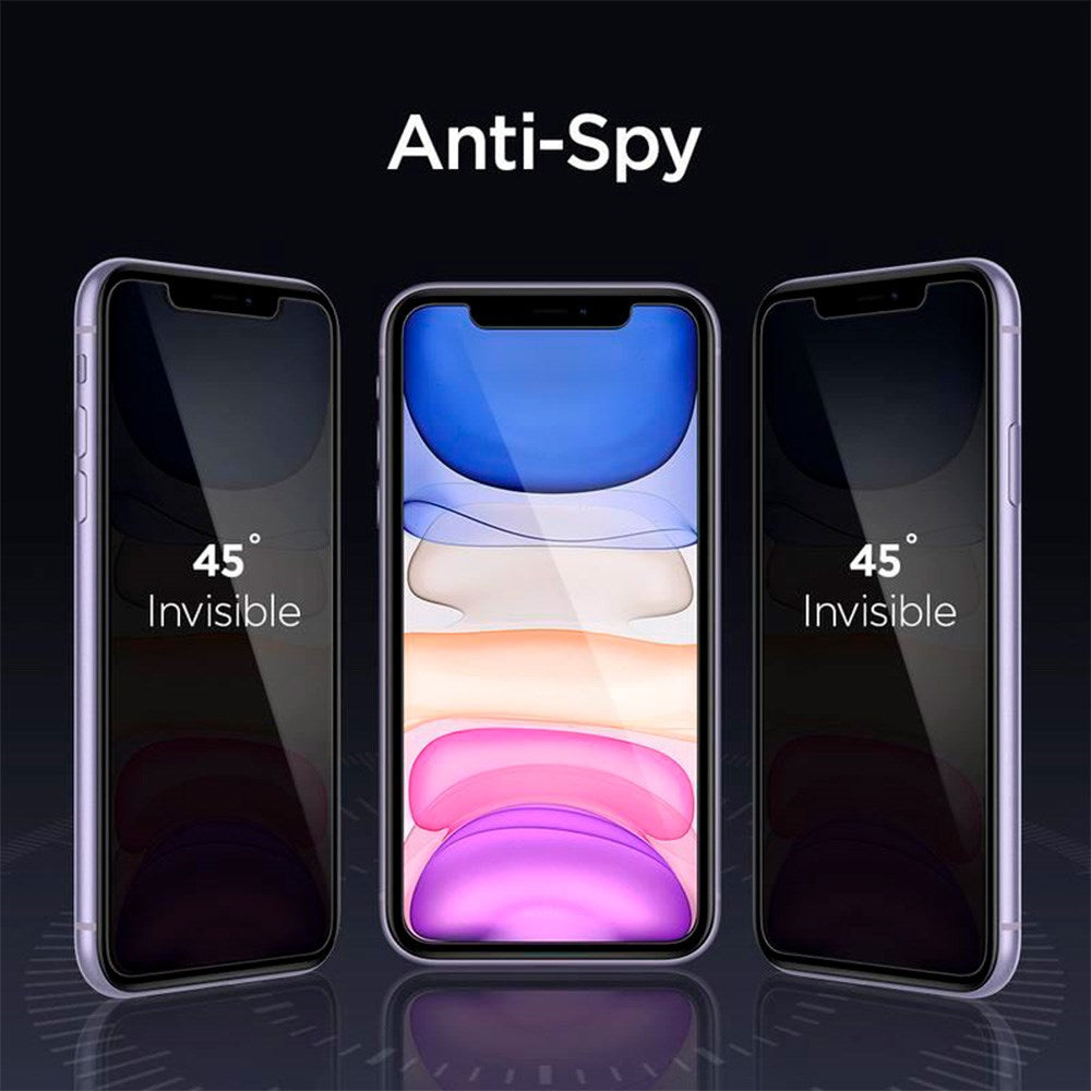 iPhone 11 Spigen Alignmaster Glas.tR Skærmbeskyttelse - Privacy - Case Friendly - Gennemsigtig