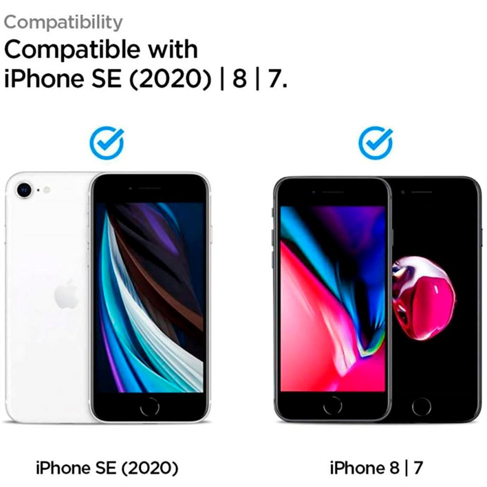 iPhone SE (2022 / 2020) / 8 / 7 Spigen Skærmbeskyttelse - Sort Kant