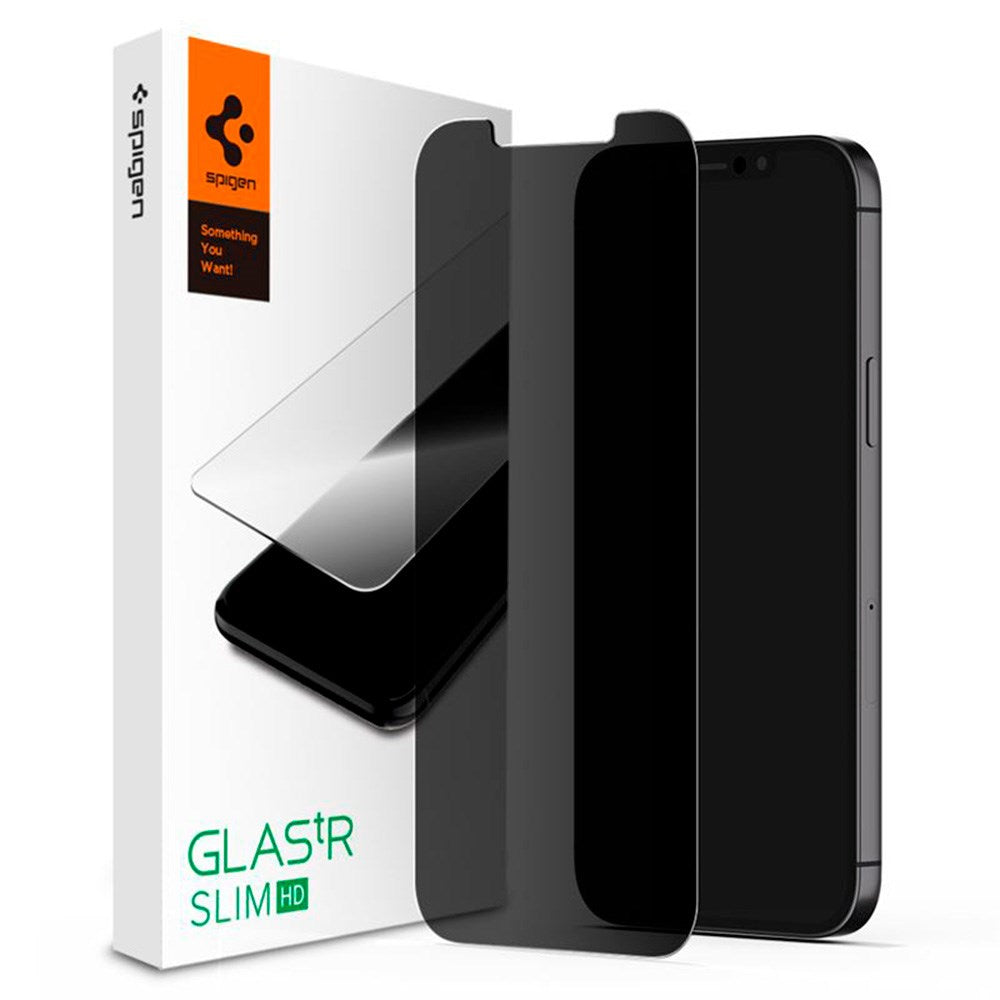 iPhone 12 / 12 Pro Spigen Glas.tr Slim HD Privacy Skærmbeskyttelse- Case Friendly - Gennemsigtig