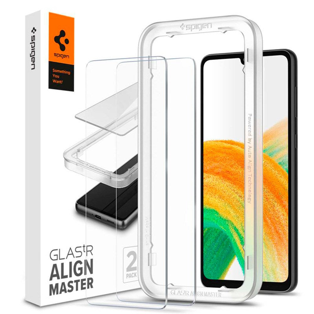 Samsung Galaxy A33 (5G) Spigen Alignmaster Glas.tR Skærmbeskyttelse 2. Stk - Case Friendly - Gennemsigtig