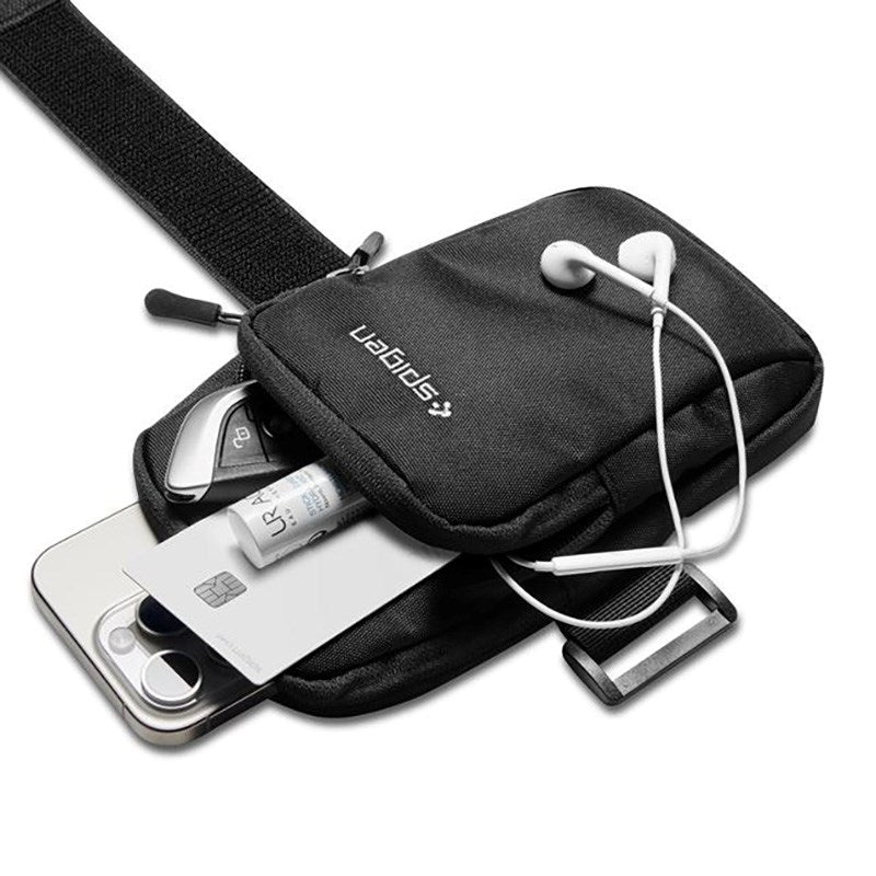 Spigen Dynamic Shield Løbearmbånd m. 2 Lommer (Maks. Mobil: 195 x 113mm) - Sort - (DEMO)