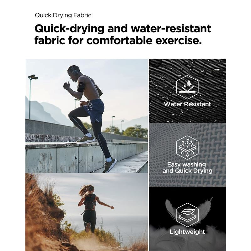 Spigen Dynamic Shield Løbearmbånd m. 2 Lommer (Maks. Mobil: 195 x 113mm) - Sort - (DEMO)