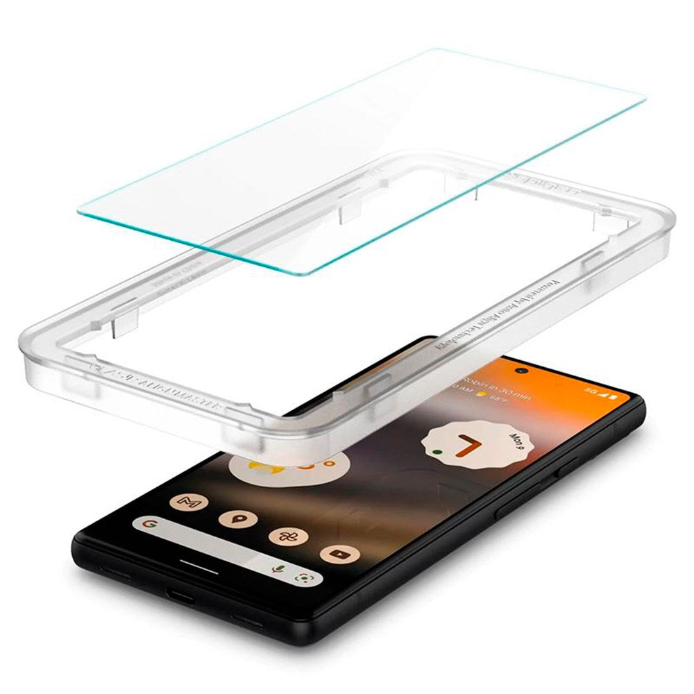 Google Pixel 6a Spigen Alignmaster Glas.tR Skærmbeskyttelse 2. Stk - Case Friendly - Gennemsigtig