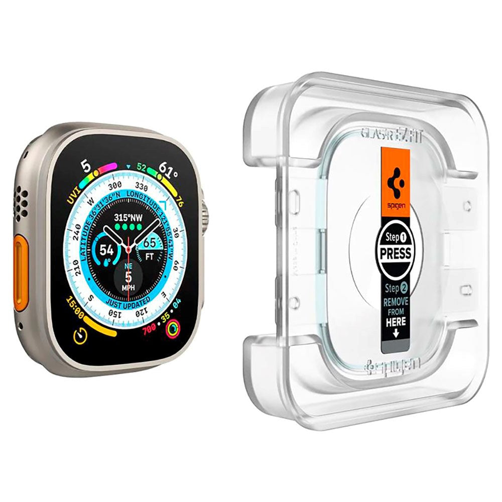 Spigen Apple Watch Ultra 1 / 2 (49mm) EZ Fit GLAS.tR Skærmbeskyttelse - 2-Pak - Gennemsigtig