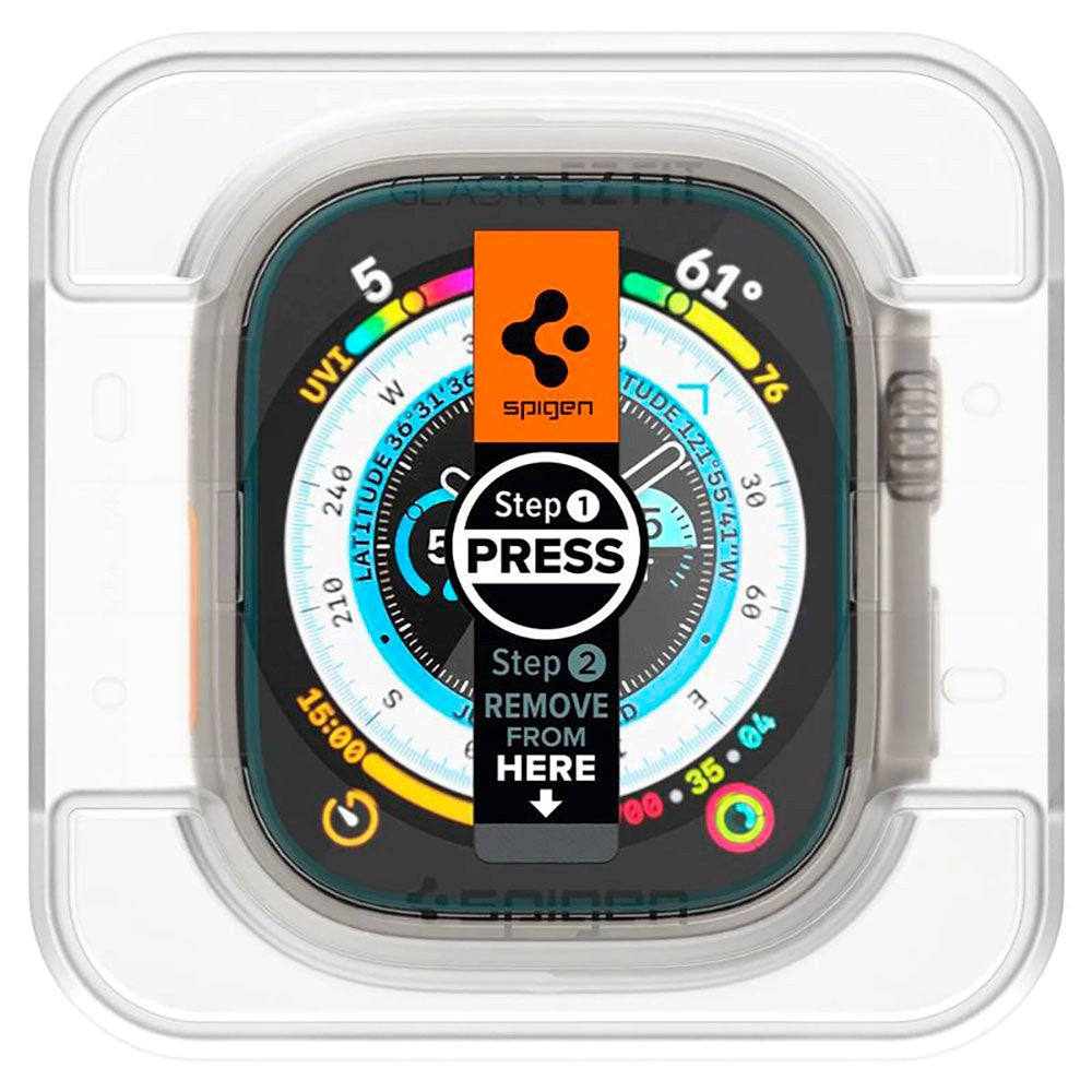 Spigen Apple Watch Ultra 1 / 2 (49mm) EZ Fit GLAS.tR Skærmbeskyttelse - 2-Pak - Gennemsigtig