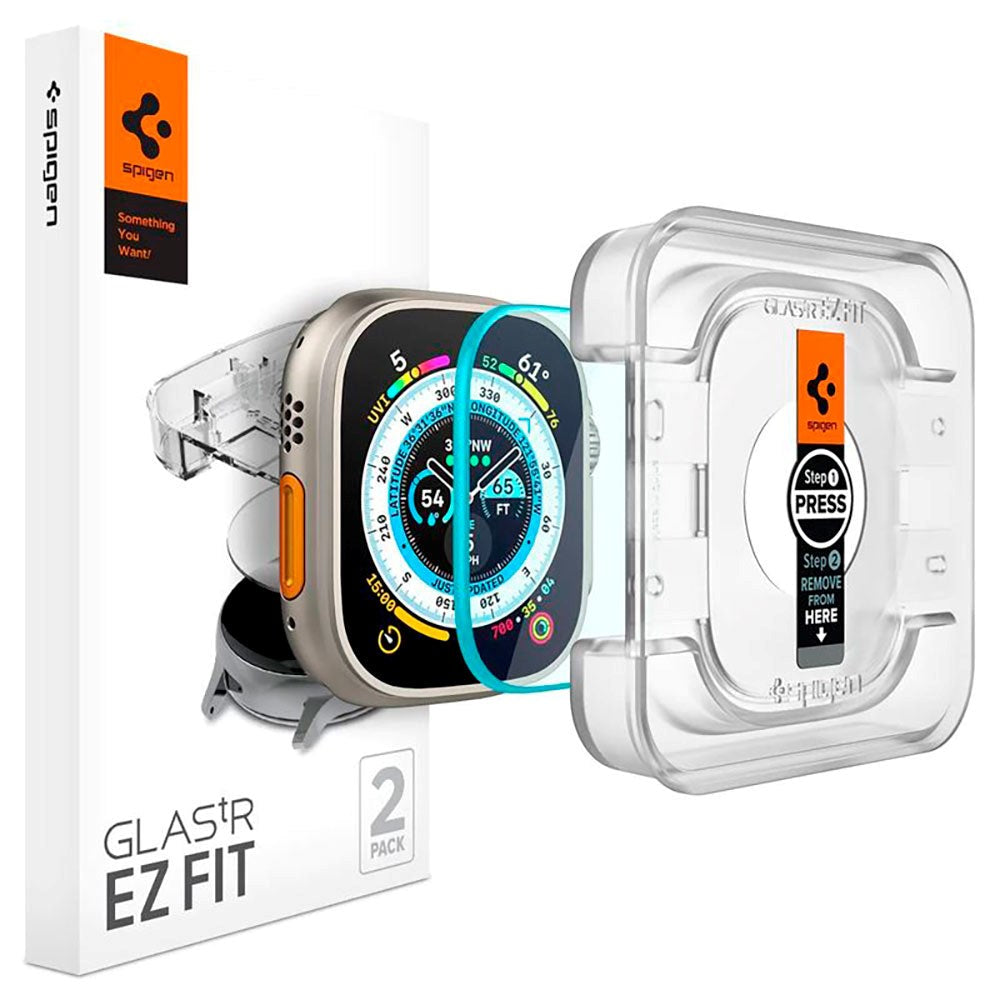 Spigen Apple Watch Ultra 1 / 2 (49mm) EZ Fit GLAS.tR Skærmbeskyttelse - 2-Pak - Gennemsigtig