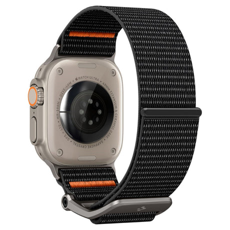 Apple Watch (42/44/SE/45/46/49mm) Spigen Nylon Rem m. Metalspænde - Sort