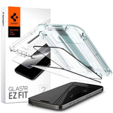 iPhone 15 Pro Max Spigen EZ Fit Glas.tR Skærmbeskyttelse 2. Stk - Case Friendly - Sort Kant