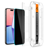 iPhone 15 Pro Spigen EZ Fit Glas.tR Skærmbeskyttelse 2. Stk - Privacy Filter - Case Friendly - Gennemsigtig