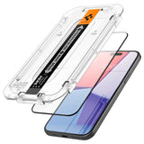 iPhone 15 Spigen EZ Fit Glas.tR Skærmbeskyttelse 2. Stk - Case Friendly - Sort Kant