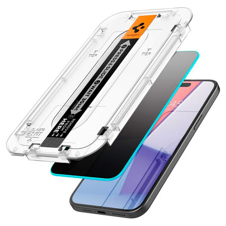 iPhone 15 / 16 Spigen EZ Fit Glas.tR Skærmbeskyttelse 2. Stk - Privacy Filter - Case Friendly - Gennemsigtig