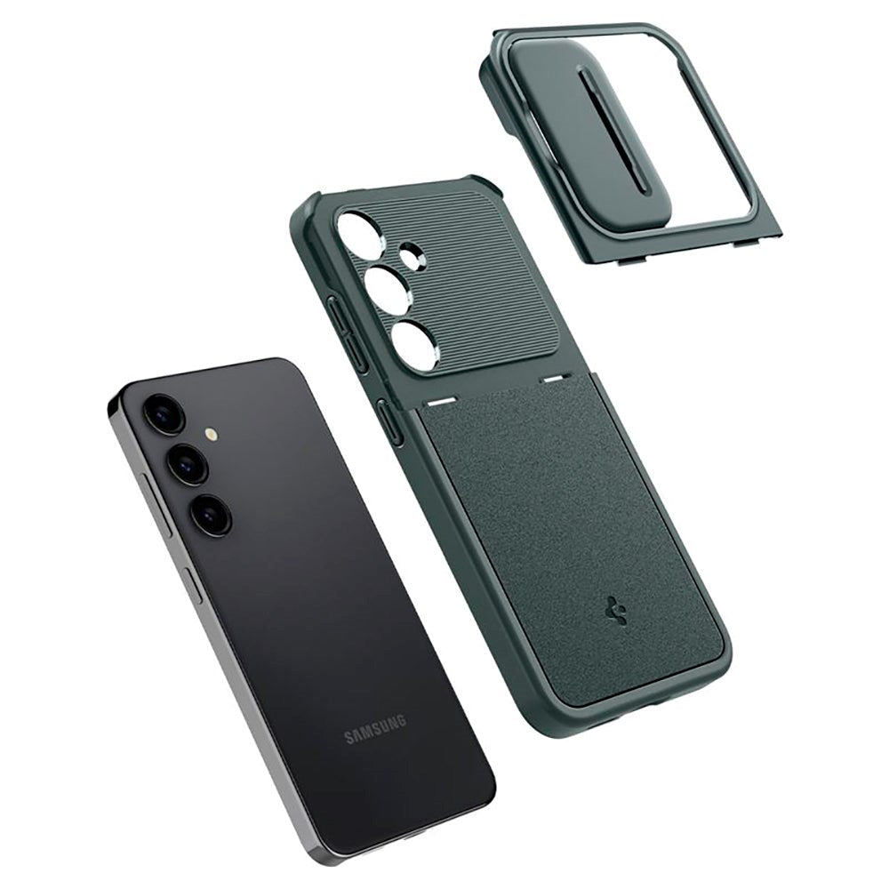 Samsung Galaxy S24 Spigen Optik Armor Bagside Cover - Mørkegrøn