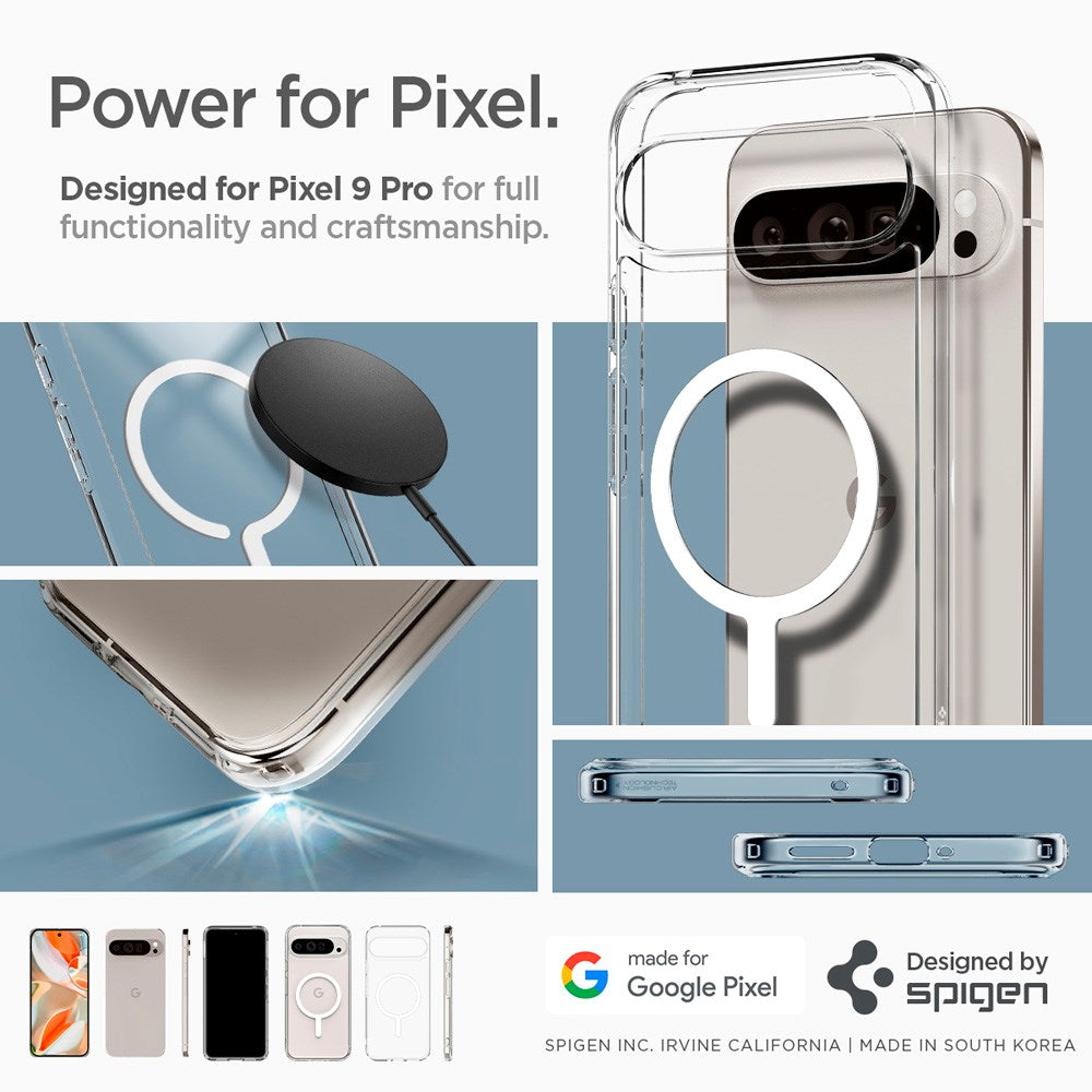 Google Pixel 9 Pro Spigen Ultra Hybrid Bagside Cover - MagSafe Kompatibel - Gennemsigtig / Hvid