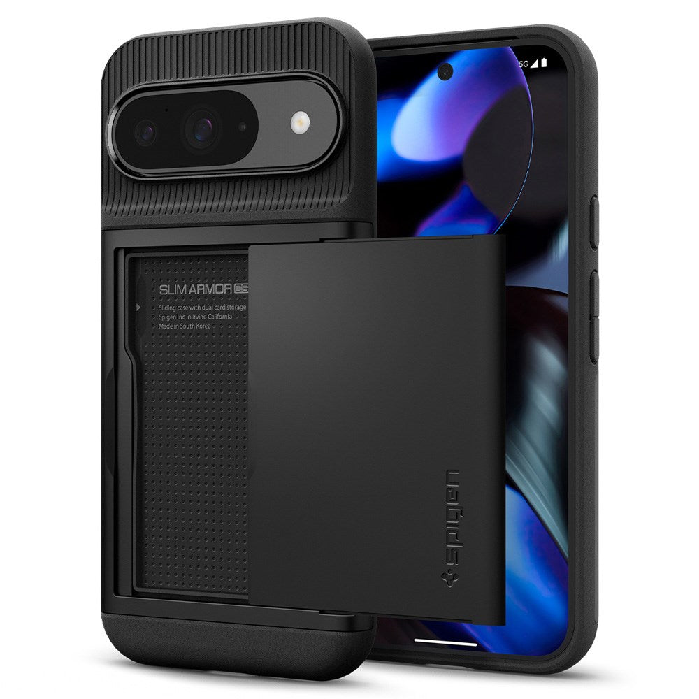 Google Pixel 9 / 9 Pro Spigen Slim Armor Bagside Cover m. Kortholder - Sort