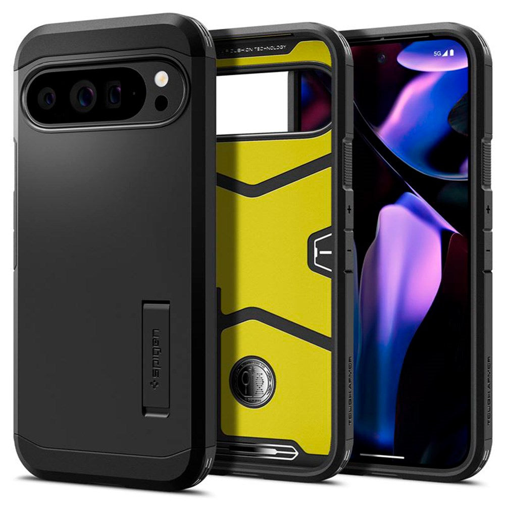 Google Pixel 9 Pro XL Spigen Tough Armor Case m. Kickstand - Sort