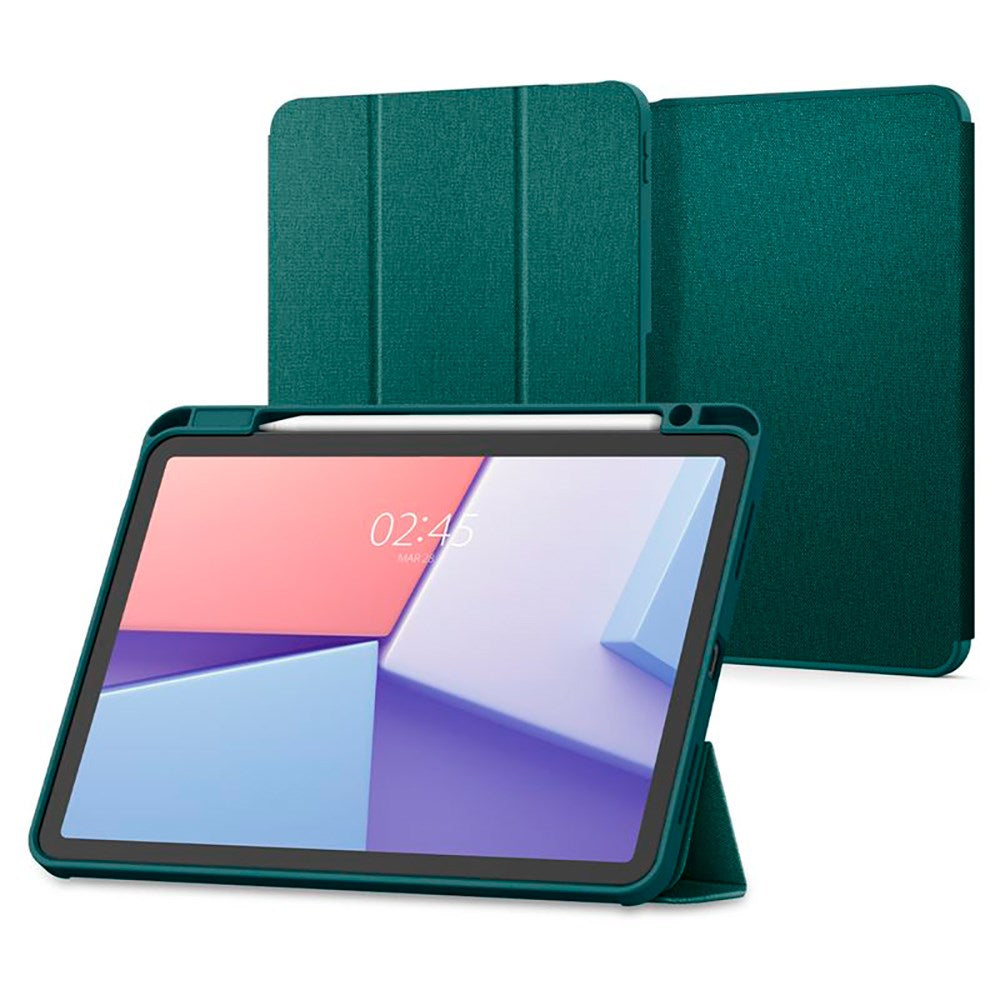 iPad Air 11" (2024) Spigen Urban Fit Stof Flip Cover m. Pen Holder - Grøn