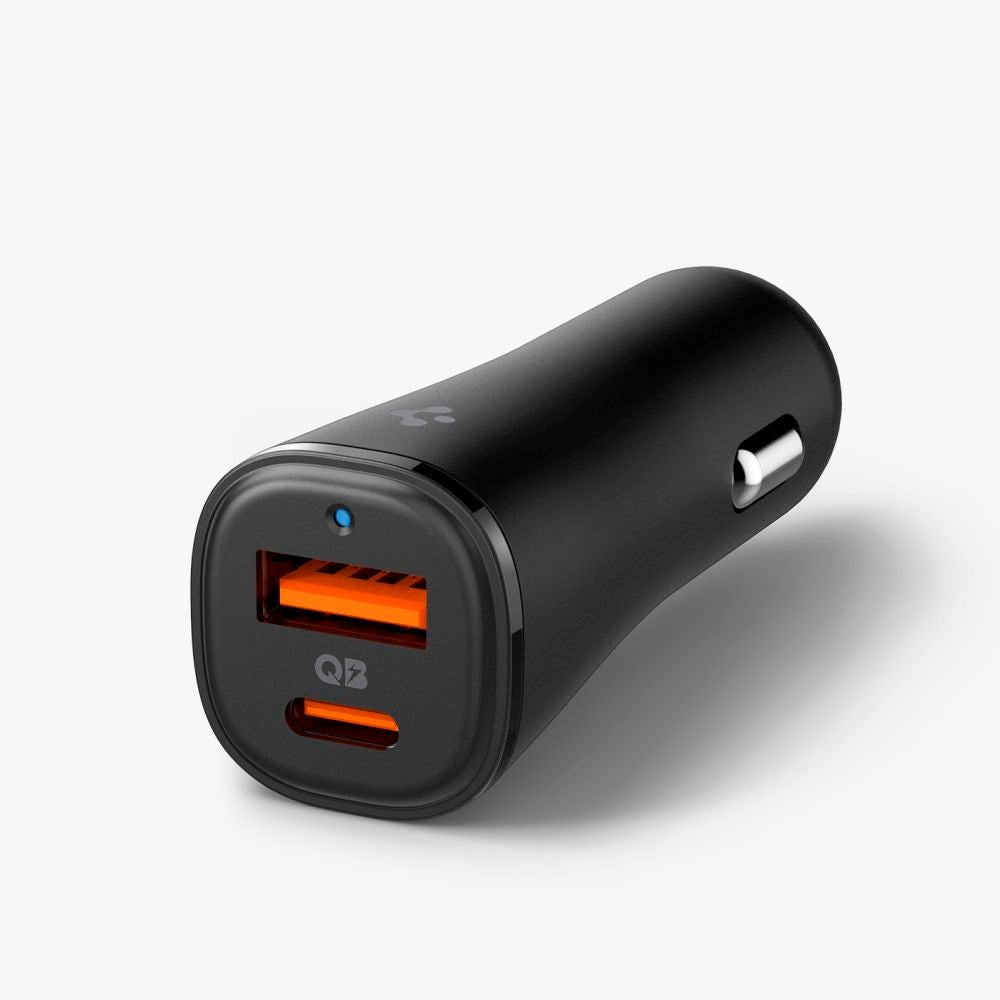 Spigen - 48W Biloplader - 1x USB-C & 1x USB-A - Sort
