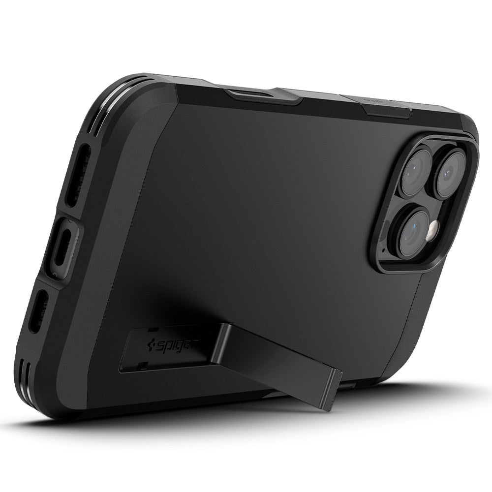 iPhone 16 Pro Spigen Tough Armor T Case m. Kickstand - MagSafe Kompatibel - Sort