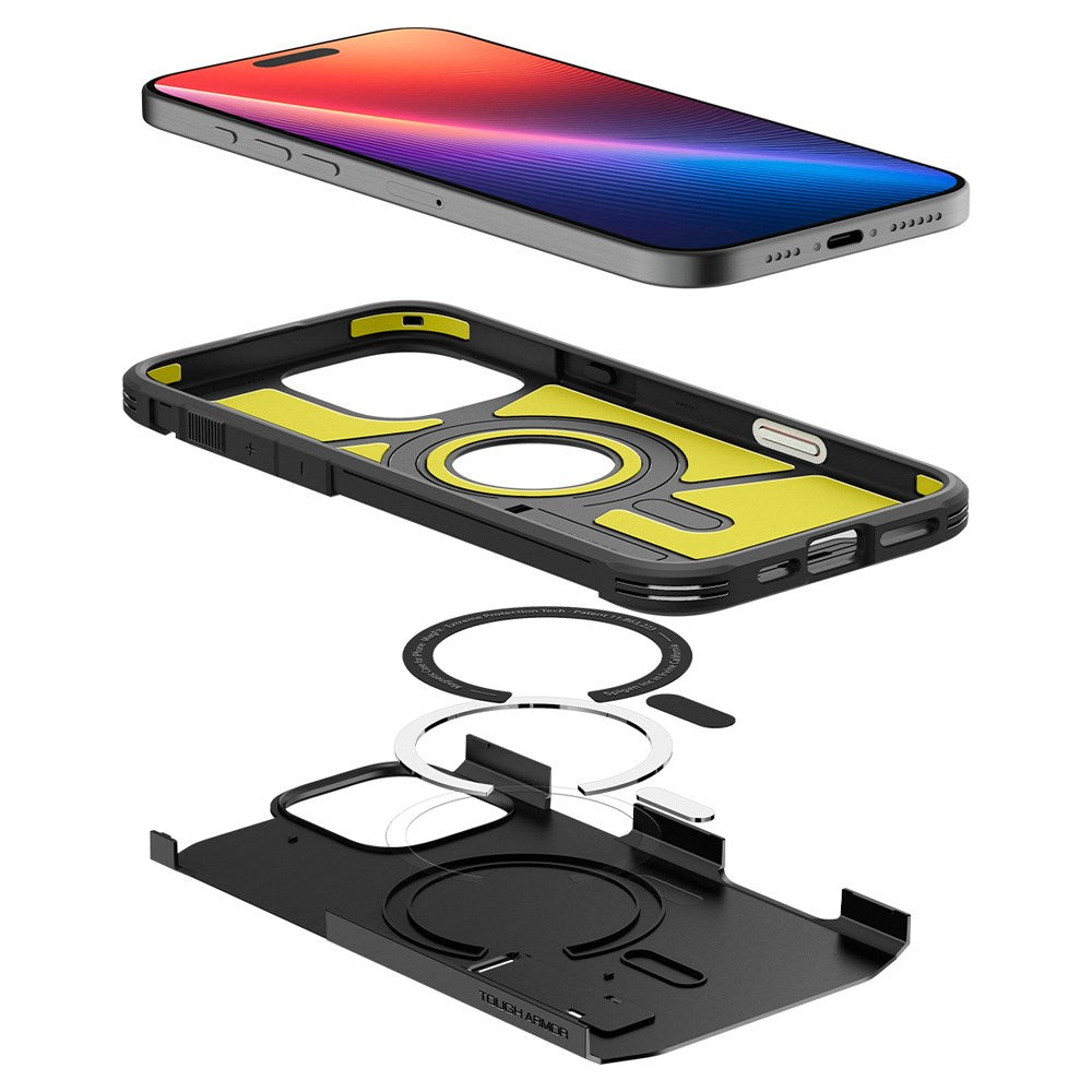 iPhone 16 Pro Spigen Tough Armor T Case m. Kickstand - MagSafe Kompatibel - Sort