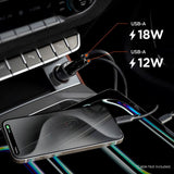 Spigen - 30W Biloplader - 2x USB-A - Sort