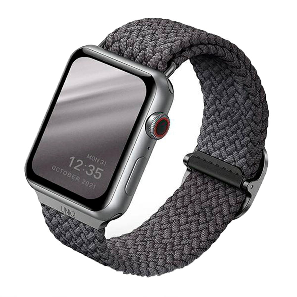 Apple Watch (38/40/SE/41/42mm) UNIQ Aspen Flettet Stof Smartwatch Rem - Grå