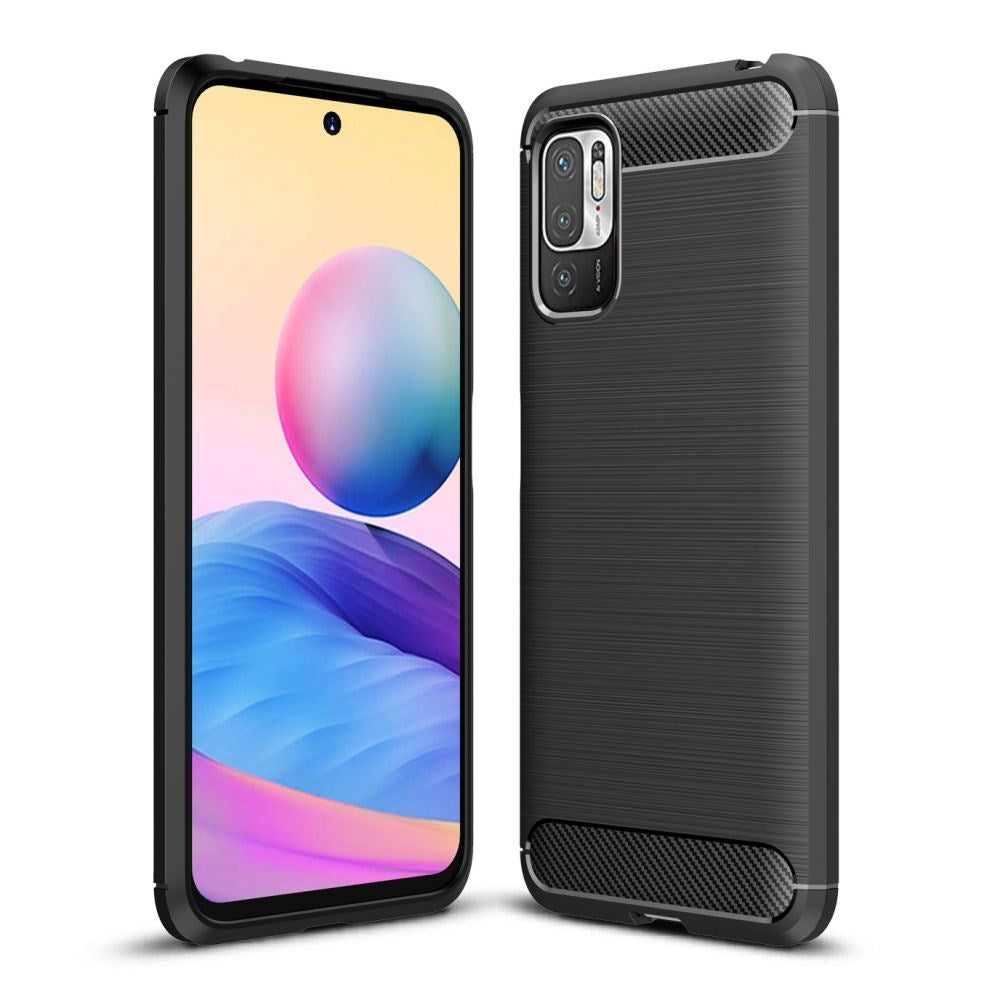 Xiaomi Poco M3 pro 5G / Redmi Note 10 5G Tech-Protect Fleksibelt Plastik Carbon Bagside Cover - Sort