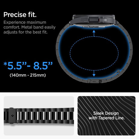 Spigen Samsung Galaxy Watch 6 Classic (47mm) Modern Fit Band - Rustfri Stål Rem inkl. Link Remover - Sort