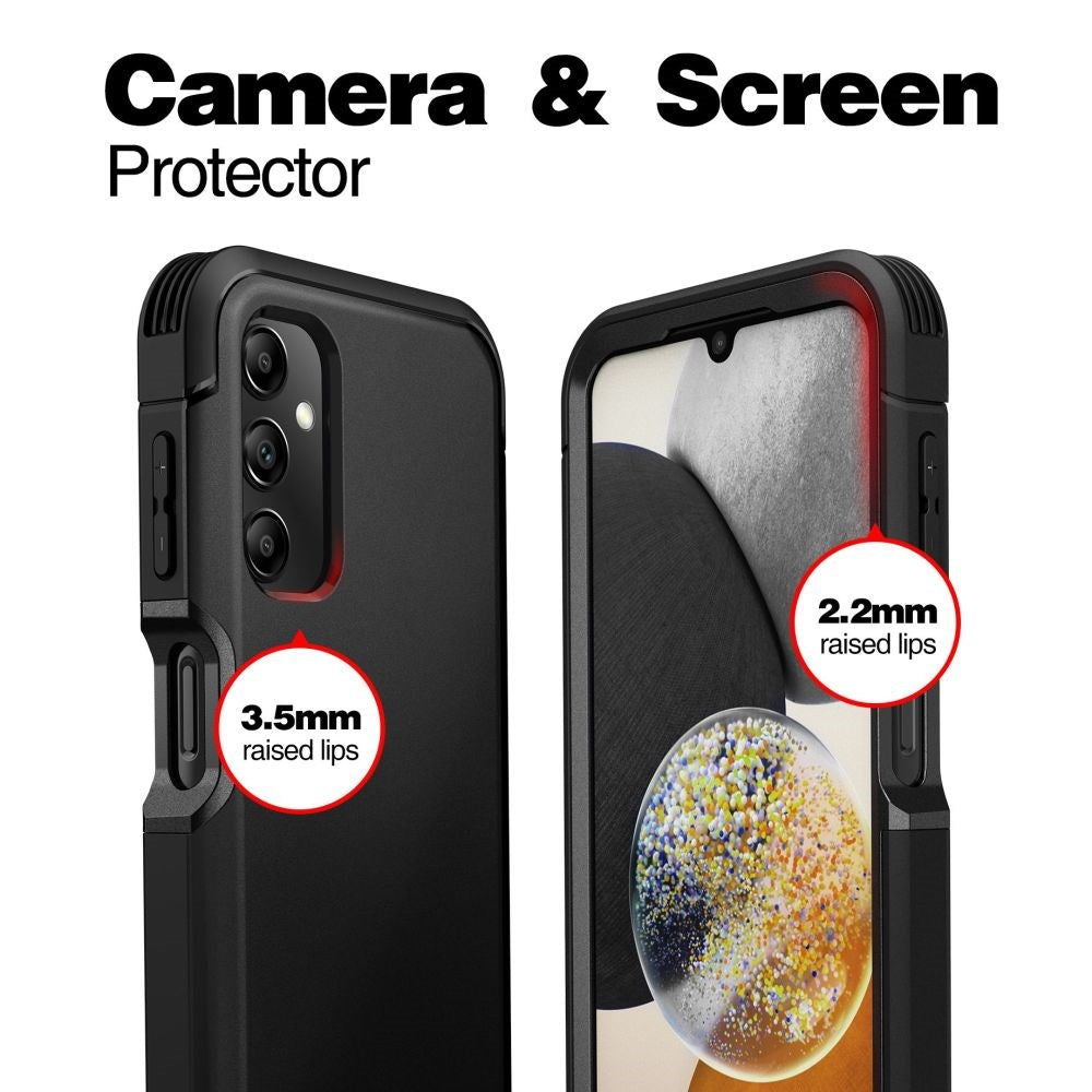 Samsung Galaxy A14 (5G) Ultra Tech-Protect Kevlar Hårdt Plastik Bagside Cover m. Skærmbeskyttelse - Sort