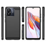 Xiaomi Redmi 12C Tech-Protect Fleksibelt Plastik Carbon Bagside Cover - Sort
