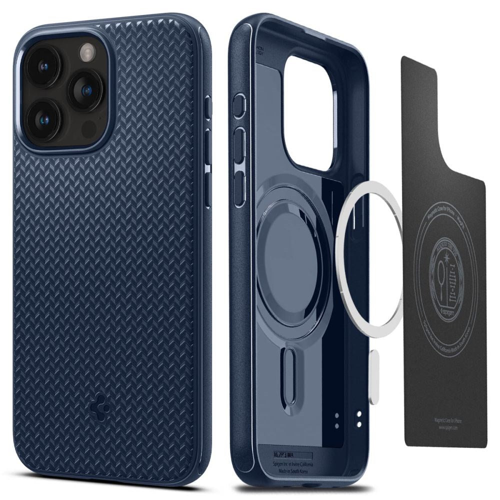 iPhone 15 Pro Spigen Mag Armor Bagside Cover - MagSafe Kompatibel - Navy Blue